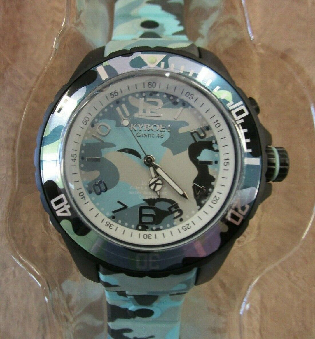 KYBOE WATCH CS.40-001.15 40MM Quartz Stainless Steel and Silicone LIGHT BLUE CAMO
