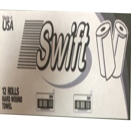Janitorial Supplies Paper Swift Hardwound White Roll Towels - 8" x 350' SWT-350W