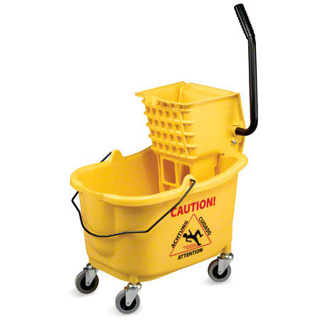 Janitorial Supplies CLEANING Janico Mop Bucket & Side Press Wringer Combo - Yellow JAN-1010