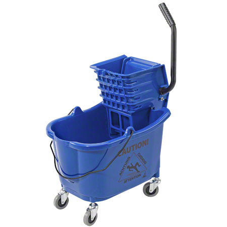 Janitorial Supplies CLEANING Janico Mop Bucket & Side Press Wringer Combo - Blue JAN-1010BL