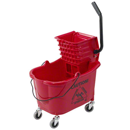 Janitorial Supplies CLEANING Janico Mop Bucket & Side Press Wringer Combo - Red JAN-1010RD