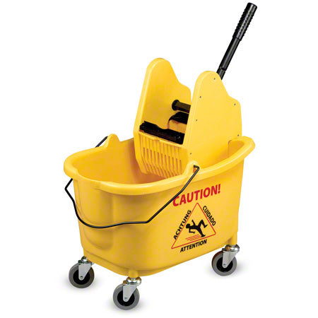 Janitorial Supplies CLEANING Janico Mop Bucket & Down Press Wringer Combo - Yellow JAN-1012