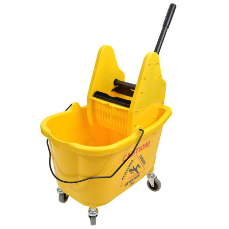 Janitorial Supplies CLEANING Janico Mop Bucket & Side Press Wringer Combo - 26 Qt. JAN-1026YW