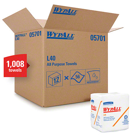 Janitorial Supplies Paper WypAll® L40 Disposable Cleaning & Drying Towel - 12.5" x 12", White KIM-05701