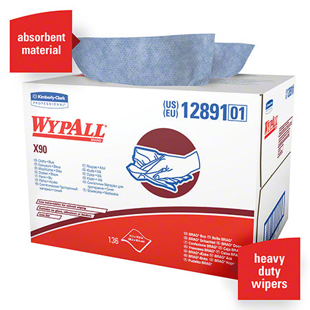 Janitorial Supplies Paper WypAll® X90 Extended Use Reusable Cloth - 11.1" x 16.8", Blue Denim KIM-12891