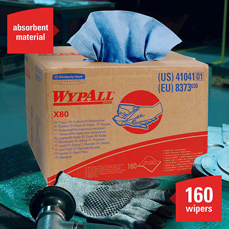 Janitorial Supplies Paper WypAll® X80 Reusable Wiper - 12.5" x 16.8", Blue KIM-41041