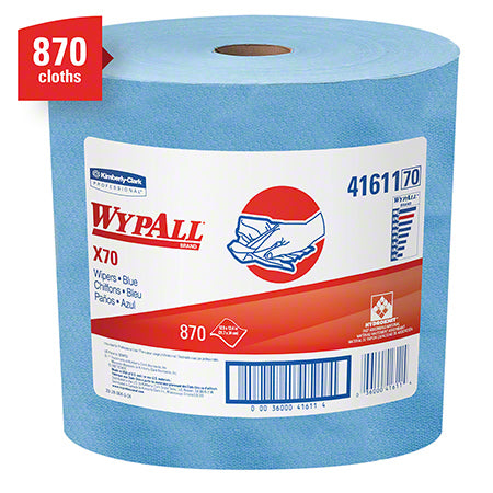 Janitorial Supplies Paper WypAll® X70 Jumbo Roll Extended Use Reusable Cloth - 12.4" x 13.4", Blue KIM-41611