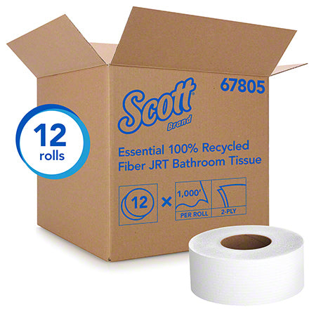 Janitorial Supplies Paper Scott® Essential 100% Recycled Jumbo Bathroom Tissue - 3.55" x 1000' KIM-67805