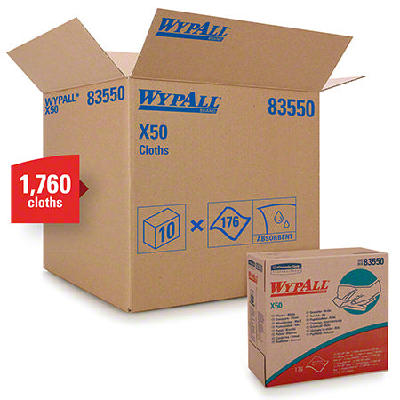 Janitorial Supplies Paper WypAll® X50 Disposable Cloth - 9.1" x 12.5", White KIM-83550