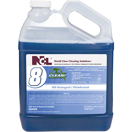 JANITORIAL SUPPLIES CHEMICALS NCL® Ready Set CLEAN!® #8 HD Detergent/Disinfectant -Gal NCL-4078-35