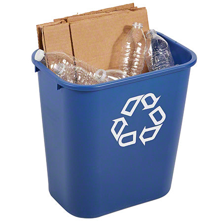 Janitorial Supplies RECEPTACLES / TRASH Rubbermaid® Deskside Recycling Wastebasket - 28 Qt. RCP-2956-73-BLU