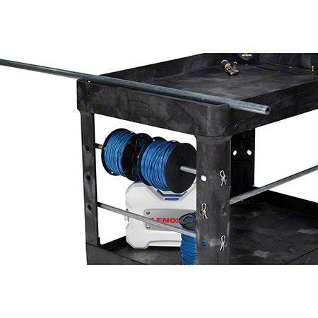 Janitorial Supplies CLEANING Rubbermaid® Heavy-Duty Ergo Handle Utility Cart w/Lipped Shelf - Medium, Black RUB-452088BK