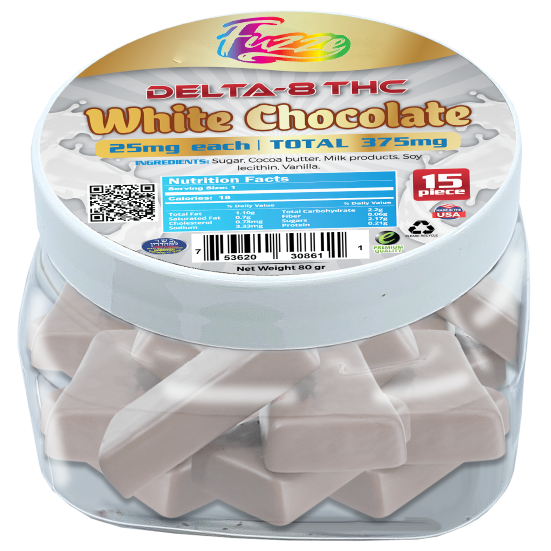 DELTA8 CHOCOLATES - EDIBLES  White Chocolate Bites 375mg