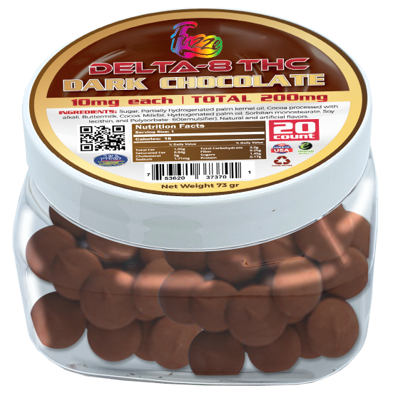 DELTA8 CHOCOLATES - EDIBLES Dark Chocolate Bites 200mg