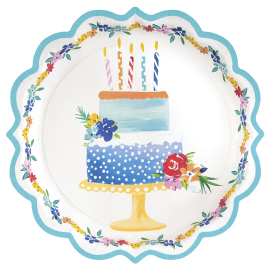 Party Supplies Pioneer Woman Birthday Flowers Paper Plates, 11.5in, 8ct