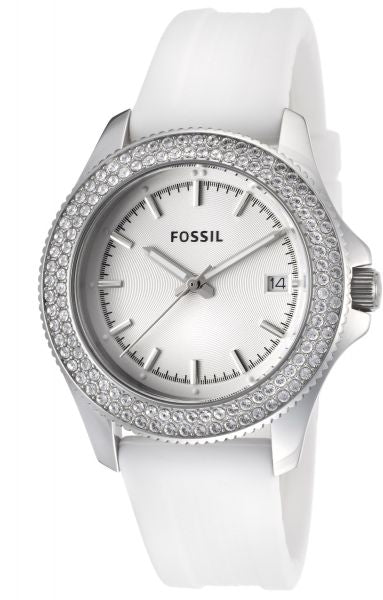 Fossil watch women's white silicone cheap strap