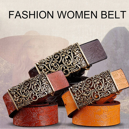 Hollow Flower Pin Buckle Women's Belt