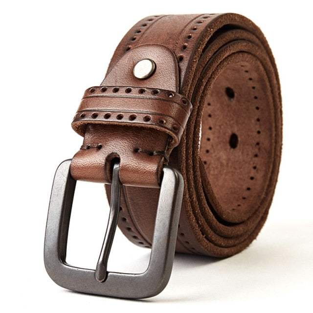 Vintage Alloy Pin Buckle Leather Belt