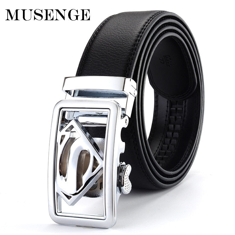 BATOORAP Mens Belts Genuine Leather Round Buckle Automatic Rotated Luxury  Designer Belt Black Trouser Waist Straps BA-R068 Color: Black, Belt Length:  125cm