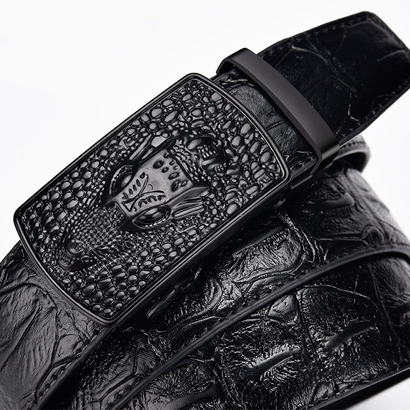 Crocodile Pattern Automatic Leather Belt