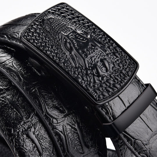 Crocodile Pattern Automatic Leather Belt