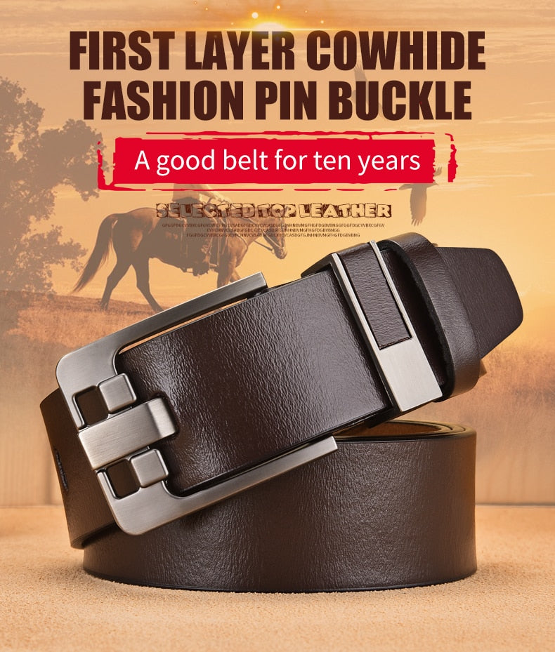 Genuine Leather Luxury Pin Buckle Belt