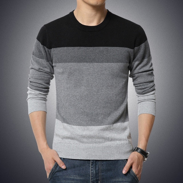 Casual O-Neck Striped Slim Fit Jersey