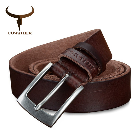 Genuine Leather Pin Buckle Men's Belt