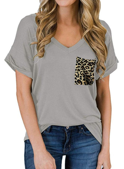 Oversized Leopard Pocket T-shirt