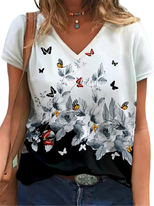 Summer Short Sleeve Butterfly T-Shirt