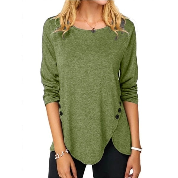 Round Neck Long Sleeve Loose Casual Top