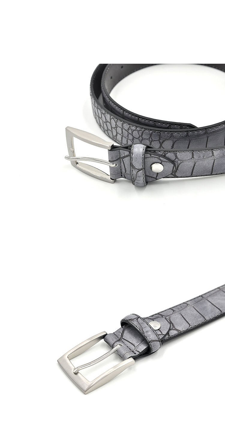 Faux Crocodile Pattern Leather Belt
