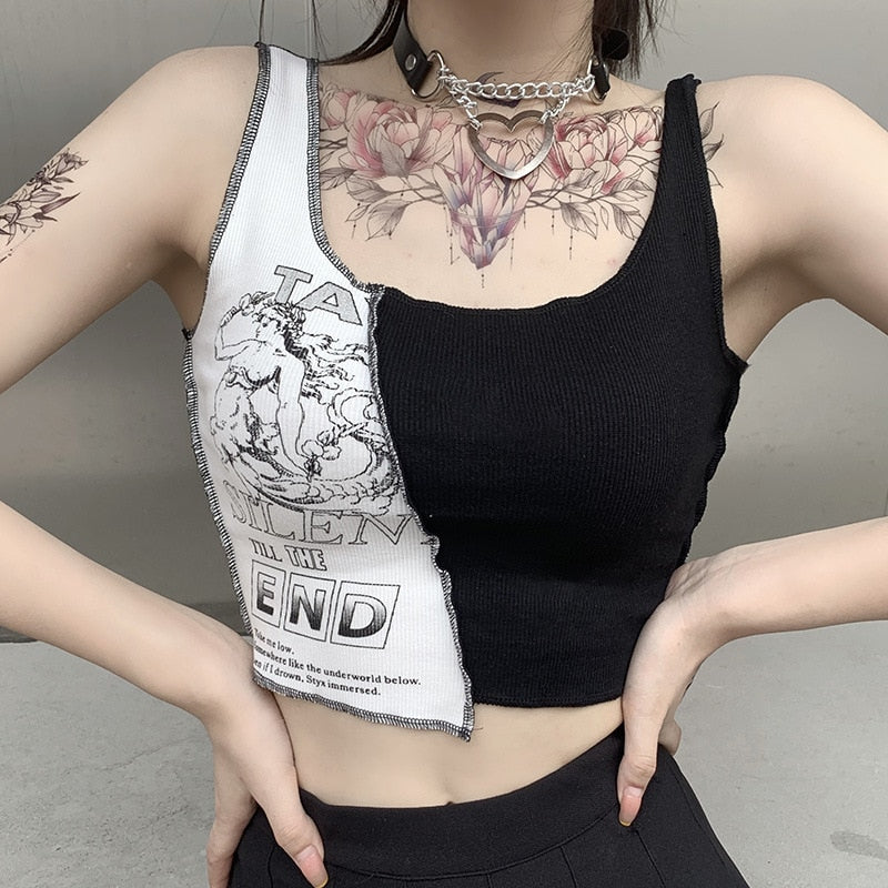 Punk Style Patchwork Tank Top