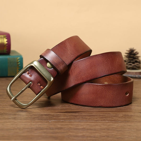 Copper Buckle Genuine Leather Belt