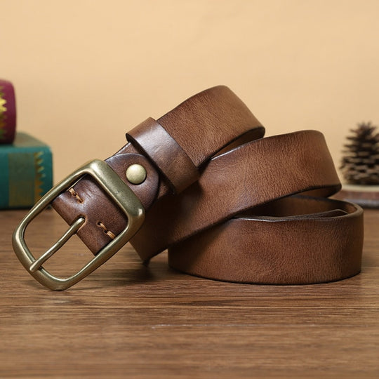 Copper Buckle Genuine Leather Belt