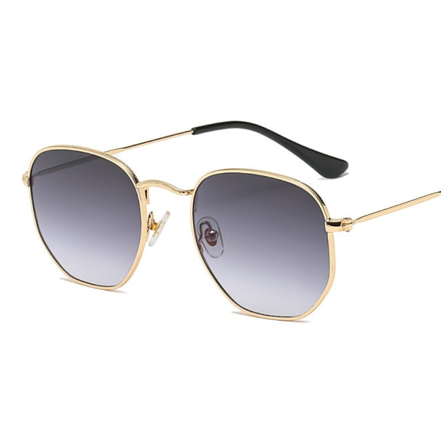 Metal Frame Gold Tea Sunglasses