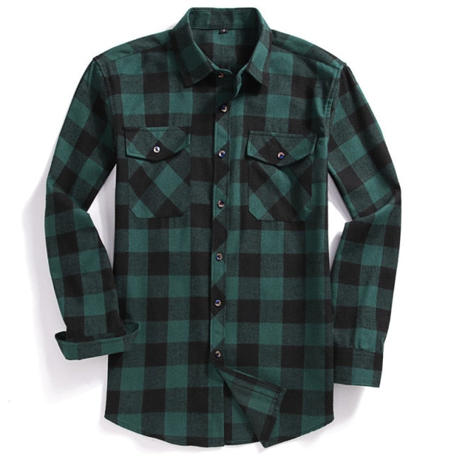Casual Plaid Flannel Long-Sleeved Shirt