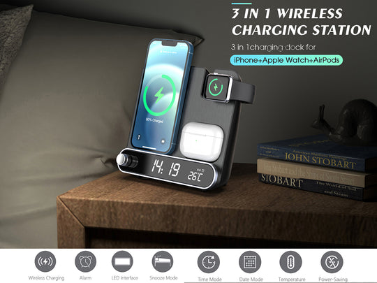 Digital Wireless Charger with Alarm Clock