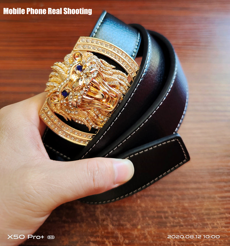 Lion Head Buckle Leather Belts