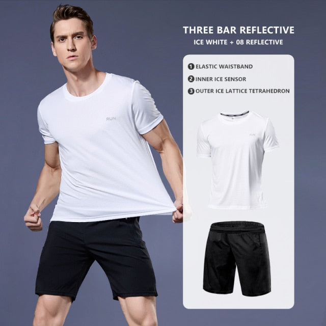Men's 2Pcs Reflective Sports Suit