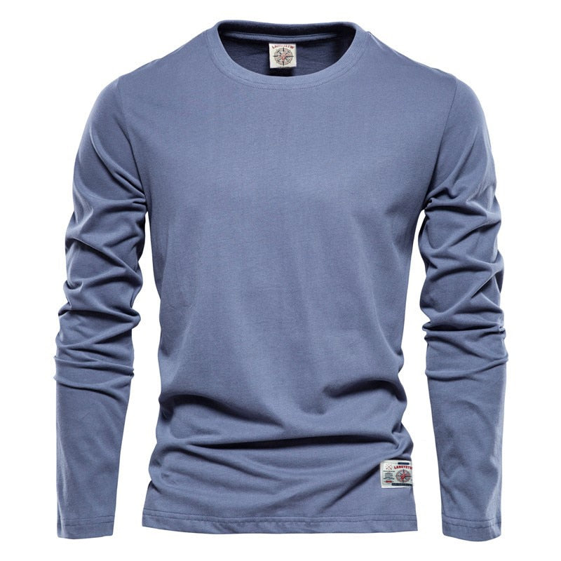 Solid Color Cotton Long Sleeve Shirt