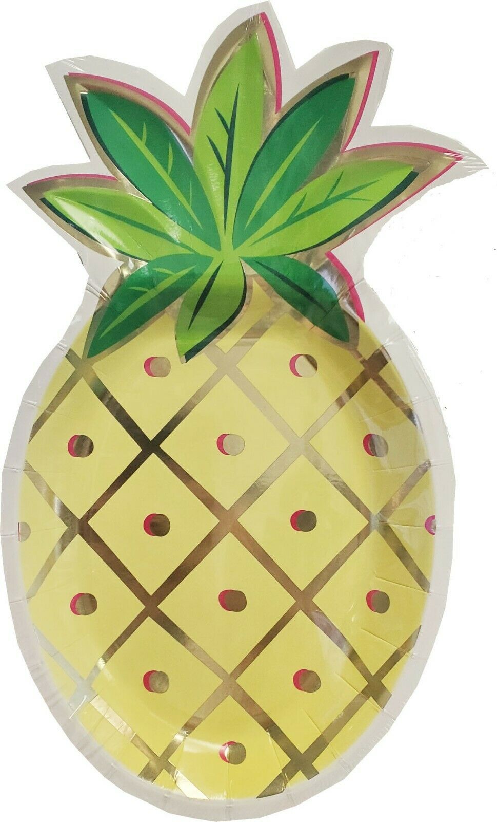 Party Supplies Party Supplies SUMMER PINEAPPLE SHAPED SMALL FOIL PAPER PLATES (12) Birthday Cake