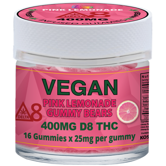VEGAN GUMMIES - EDIBLES Delta 8 | Vegan Pink Lemonade 400mg