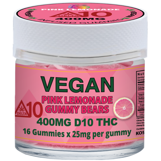 VEGAN GUMMIES - EDIBLES Delta 10 | Vegan Pink Lemonade 400mg